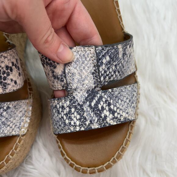 Franco Sarto Gray Beige Ankle Strap Leather Espadrille Wedge Platform Sandal 8.5 - Picture 10 of 10